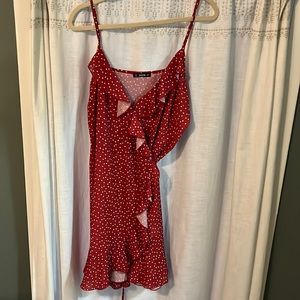 Tie waist heart pattern dress